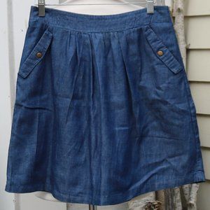 Paraella Denim w Snap Pockets & Exposed Zipper Full Short Lined Cotton Skirt MED